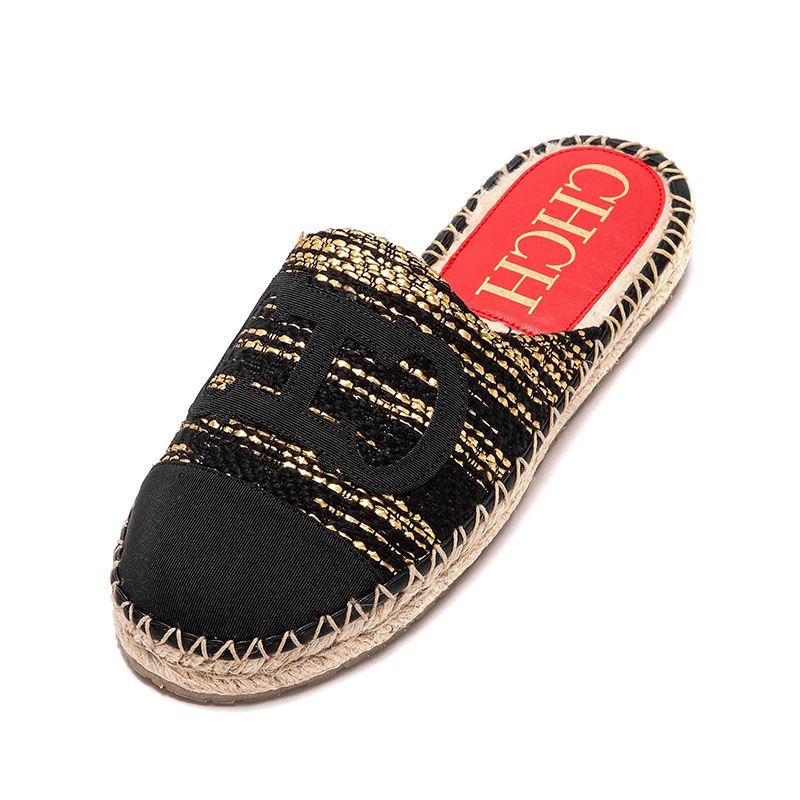 Women\'s Shoes Home Slippers Ethnic Style Straw Linen Breathable Casual Slippers Women\'s Shoes Luxury Brand Baotou Slippers