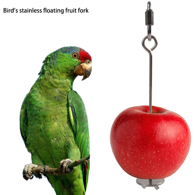 Picture 3: Parrot Stainless Steel Fruit Fork Toy Bird Cage Supplies Fruit Insert Bird Feeder Pet Parrot Accessories Pet Bird Supplies