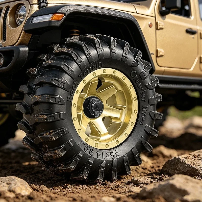 4 Stück 0,7 Zoll Gummireifen & Messing-Radnaben für AXIAL SCX30 Bronco 1/30 RC Crawler Auto Upgrade-Teil