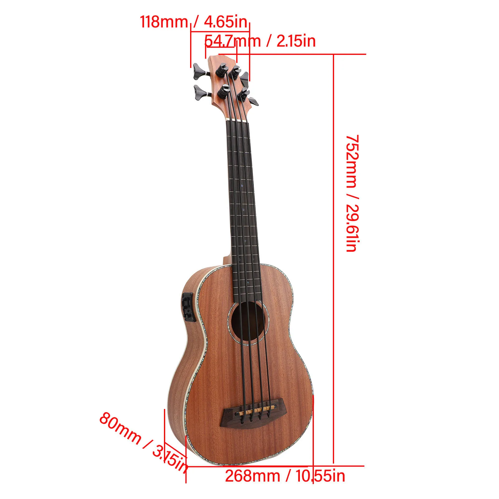 4 String Acoustic Guitar 4 String Bass Guitar Bass Guitar 16 Frets Acoustic 4 String Ukulele Wooden with Equalizer for Concert