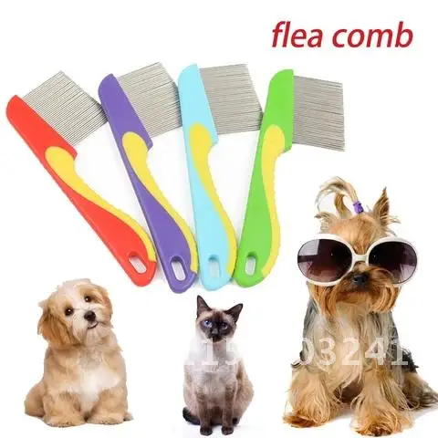 Pet Dogs Cats Anti Lice Comb Stainless Steel Long And Short Needle For Deworming Eggs Knot Grooming Grate Seahorse Flea Combs