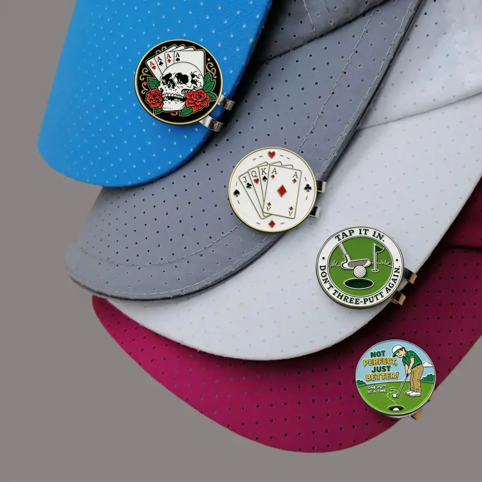 6 pcs Durable Golf Markers with Assorted Colors, Durable Metal Marker Set for Golfers - Perfect Gift for Men And Women