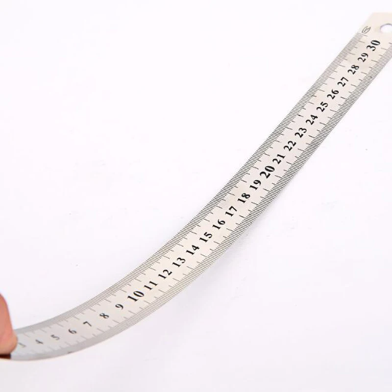 1PCS High Quality Stainless Steel Ruler 15cm20cm30cm Double  Sided Scale Standard Ruler Learning Office Supplies