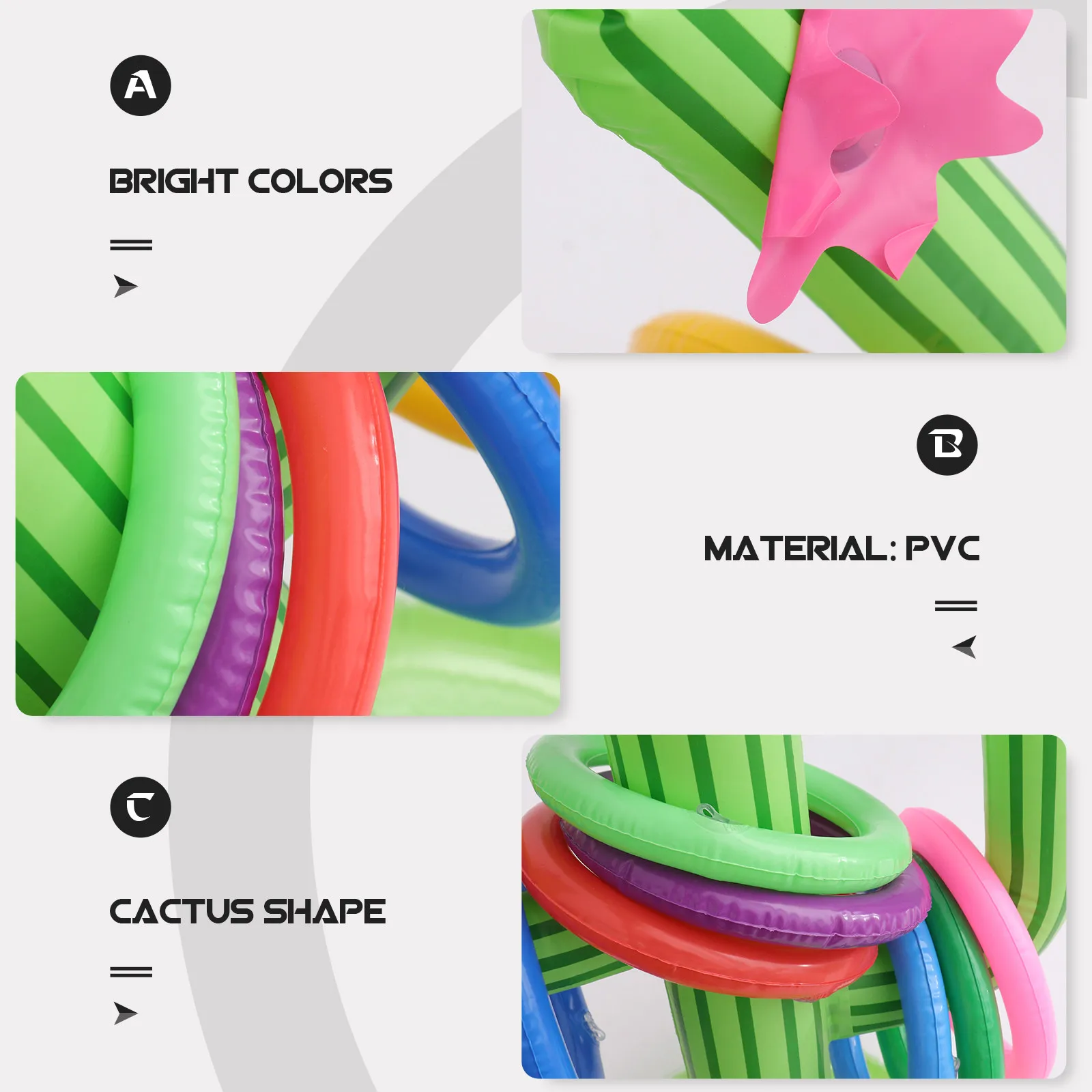 1Set Simulation Cactus Throwing Ring Bright Color Inflatable Cactus for Beach Game Pool Party Festive Atmosphere Decor Gift