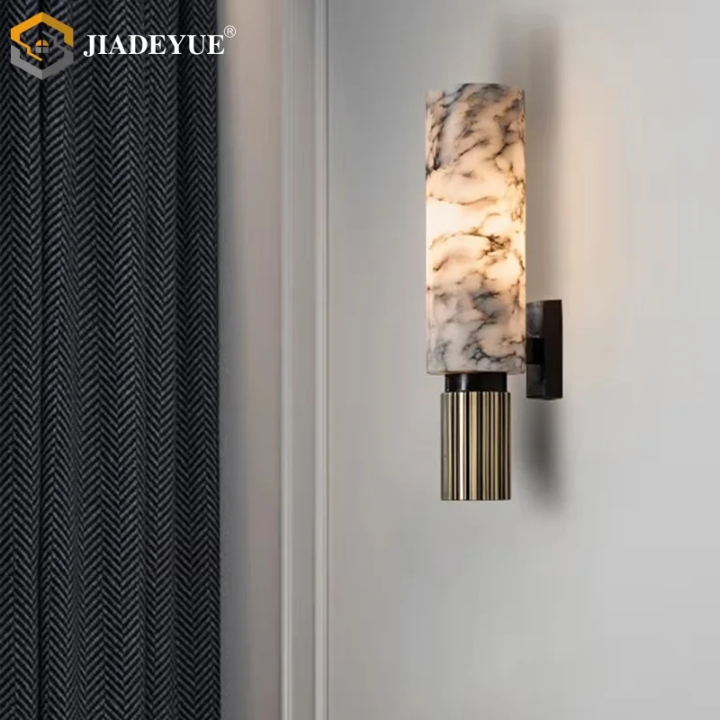 

Luxury natural marble wall lamp LED bedside wall lamp living room bedroom corridor home decoration lighting fixture E27