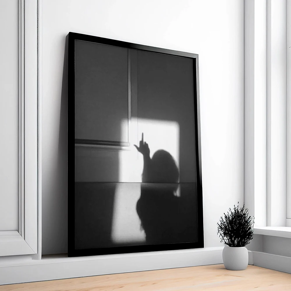 

Middle Finger Feminist Art Print Modern Fashion Black and White Posters Pictures For Living Room Decoration Canvas Painitng