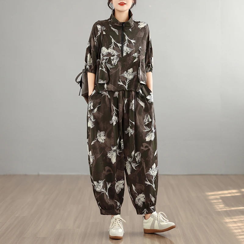 

Elegant Short Sleeve Women's Set Spring Summer 2026 Large Size Luxury Fashion Harlan Pants Two-Piece Suit Commute Style Artistic