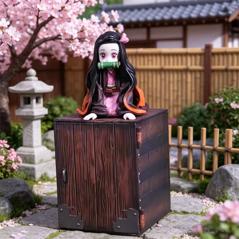 Demon Slayer Kimetsu No Yaiba Nezuko Kamado in Box PVC-Figur Sammlermodell Spielzeug für Fans Desktop-Ornament Dekoration Geschenke