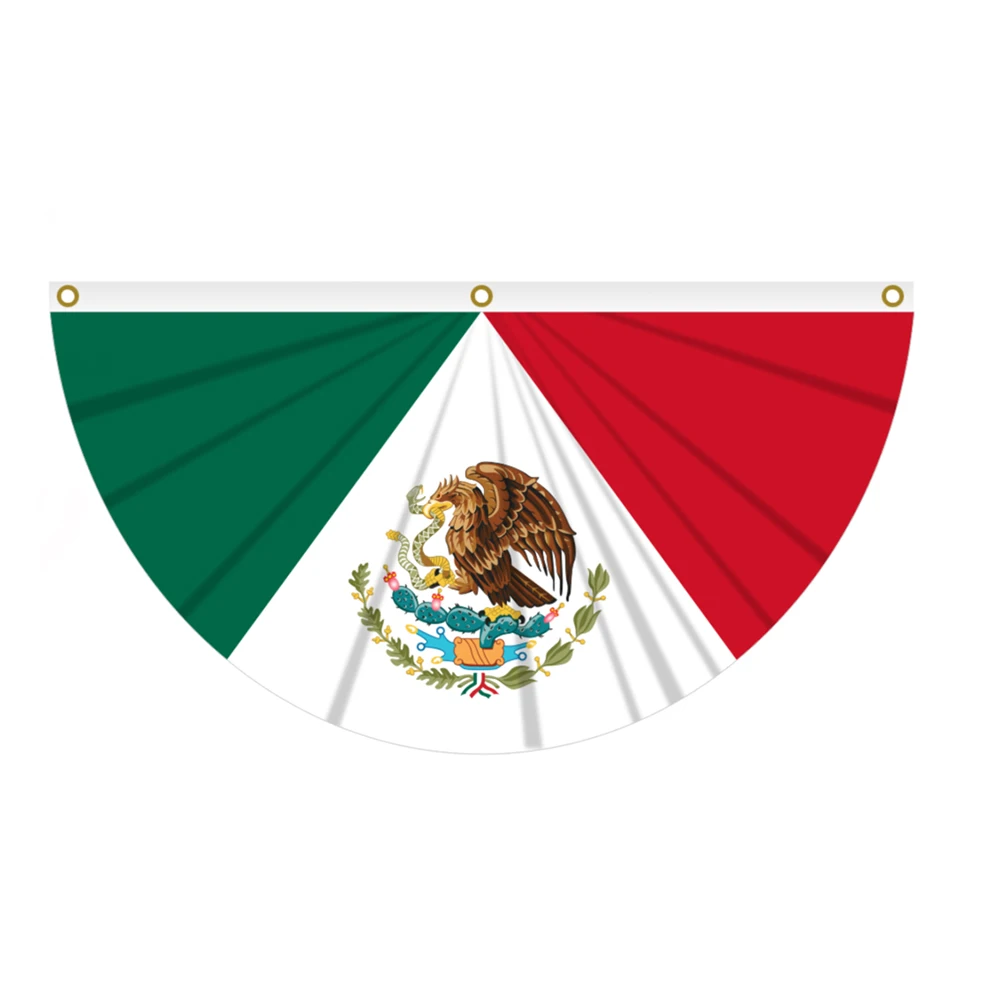 Flagnshow 100% Polyester Half Circle Mexico Fans Flags
