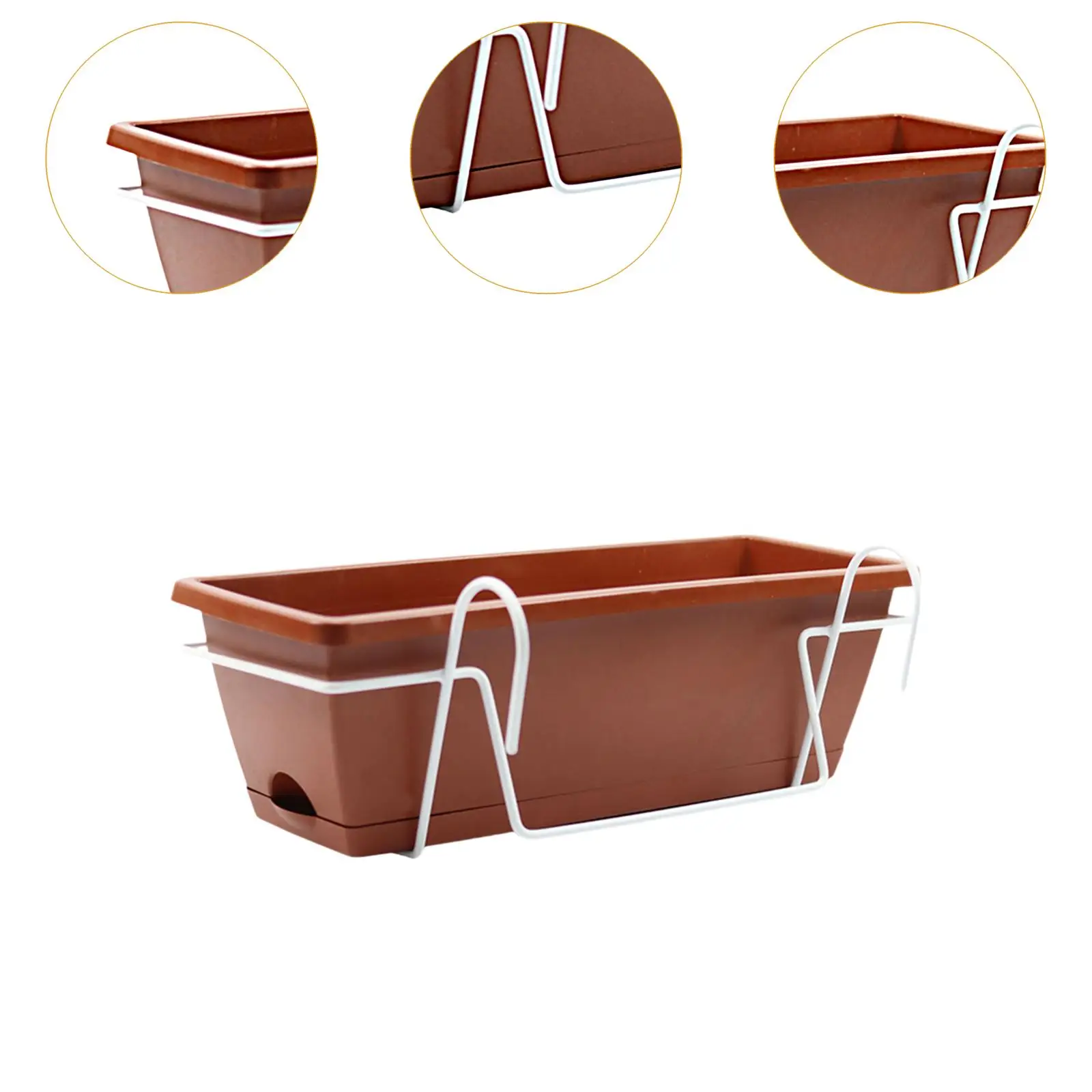 Balcony Railing Planter Plant Basket Fence Planter with Rack and Tray Flowerpot Window Box Planter for Deck Yard Countryside
