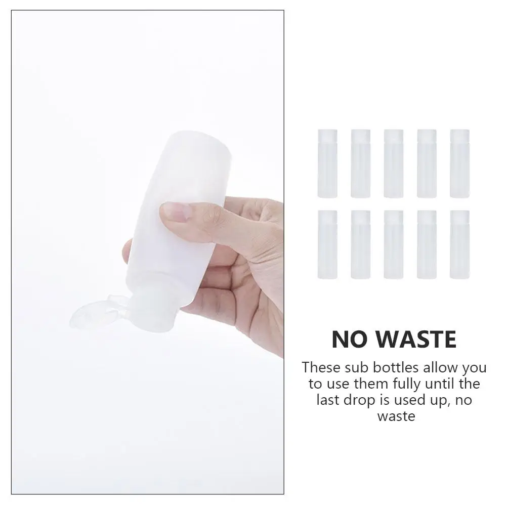 

10 Pcs Flip Top Squeeze Bottles Reusable Leak Proof Travel Liquid Holders Plastic Sub Bottles For Lotion Cream Shampoo