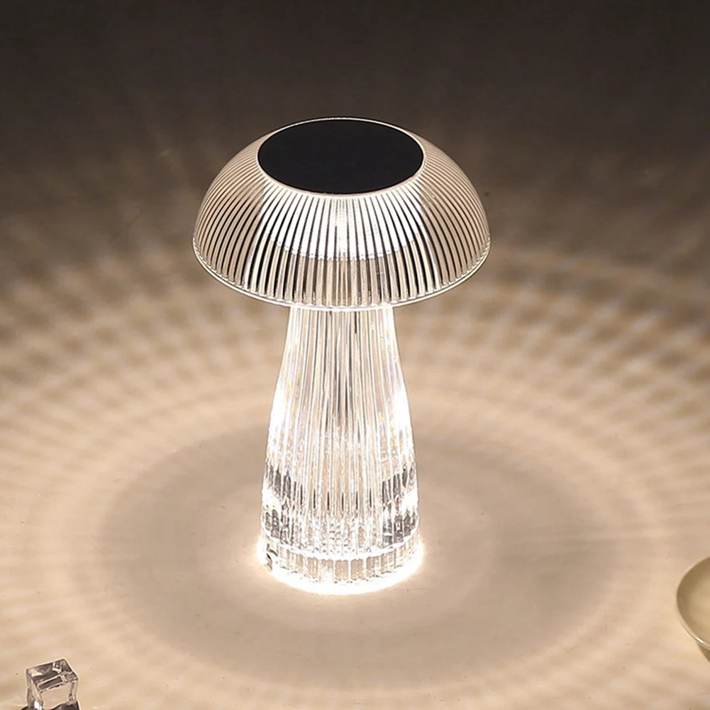 TKOH-Luce notturna trasparente Lampada a fungo Lampada da notte per camera da letto Lampada medusa Illuminazione per feste Decorazione da tavolo in cristallo