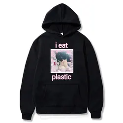 Lustig, ich esse Kunststoff Kawaii Katze Meme Grafik Hoodie Unisex Katzenliebhaber Witz Humor Sweatshirts Männer Frauen Übergroße lässige Hoodies