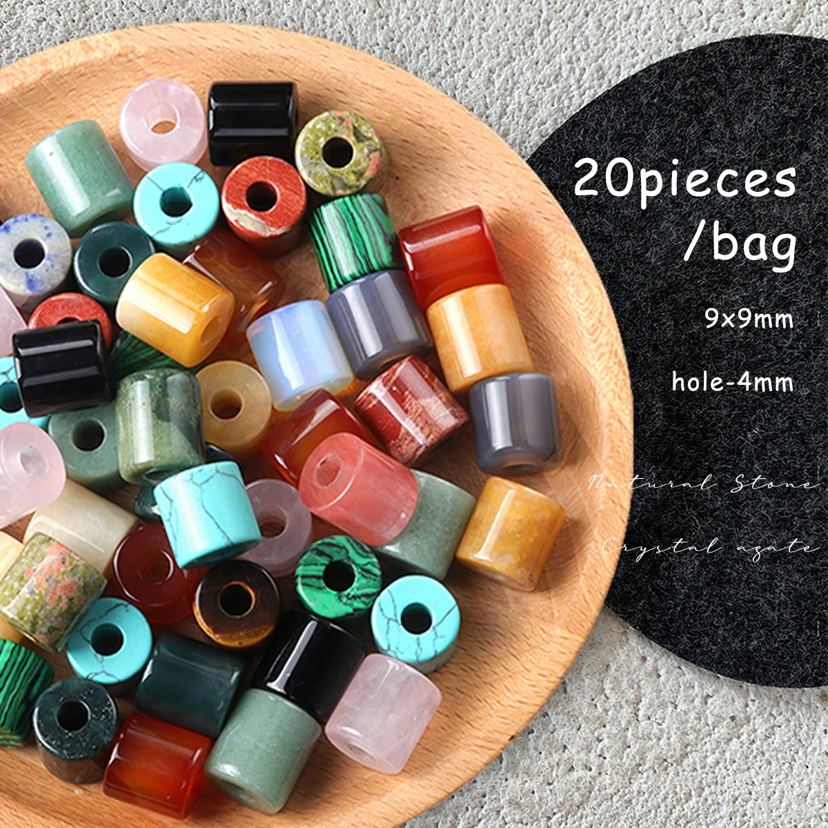 

20pieces/lot Crystal Natural Semi-Precious Stone Cylinder Loose Beads for DIY Women Men Necklace Jewelry Making Accessories