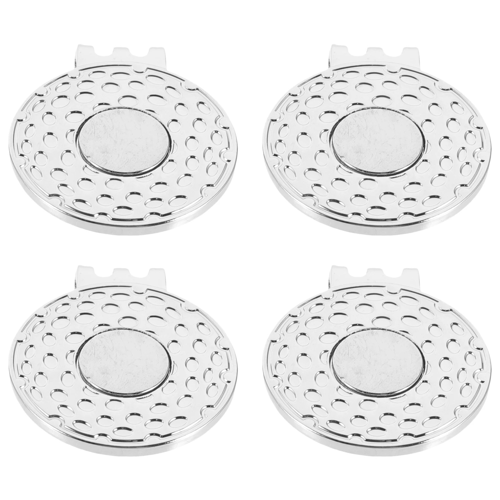 

4Pcs Golf Ball Marker Silver 25mm Double Hole Hat Clip Lightweight Portable Golfing Supplies Training Accessories