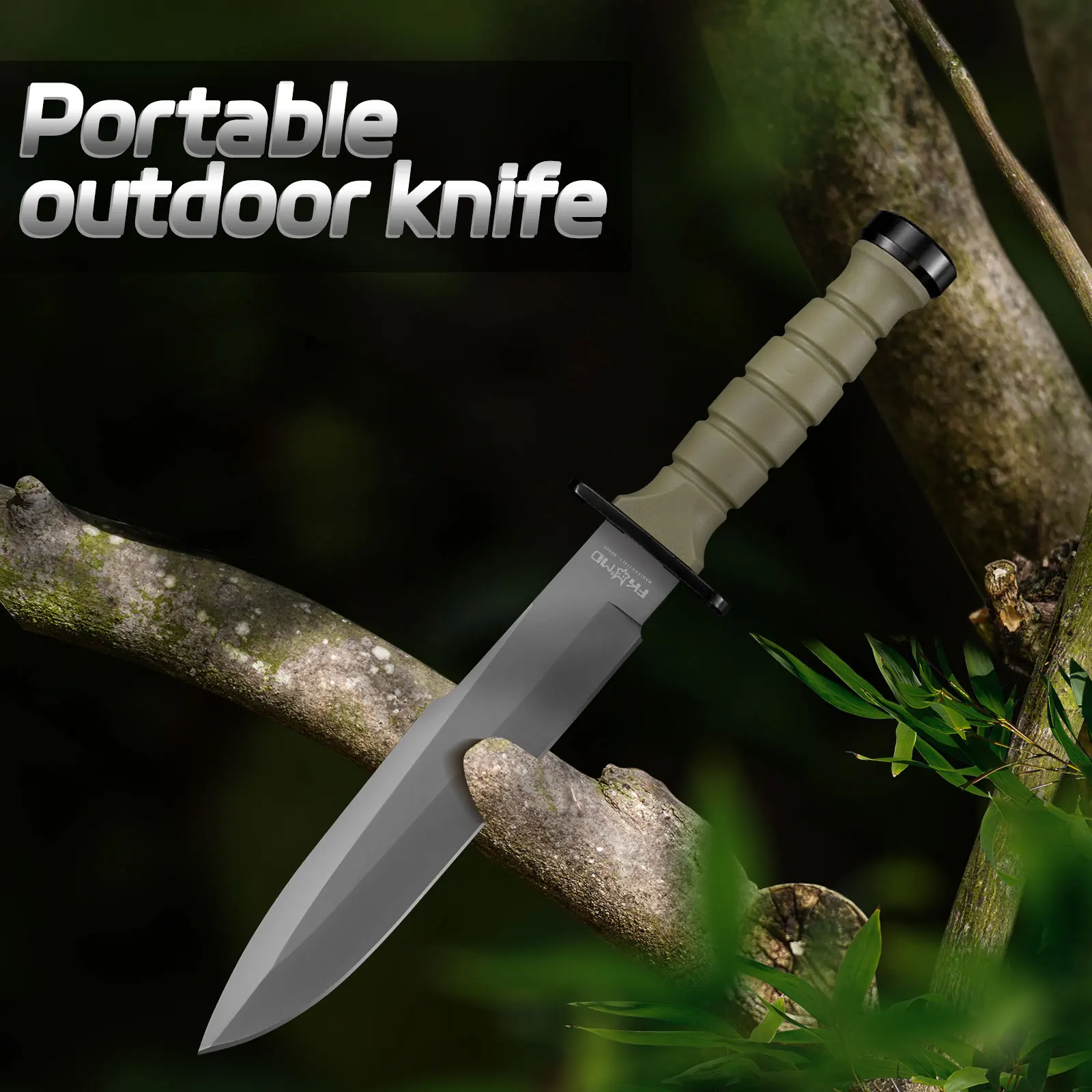 Outdoor camping high hardness straight knife, with jungle adventure knife, mountaineering knife, survival knife, hunting knife