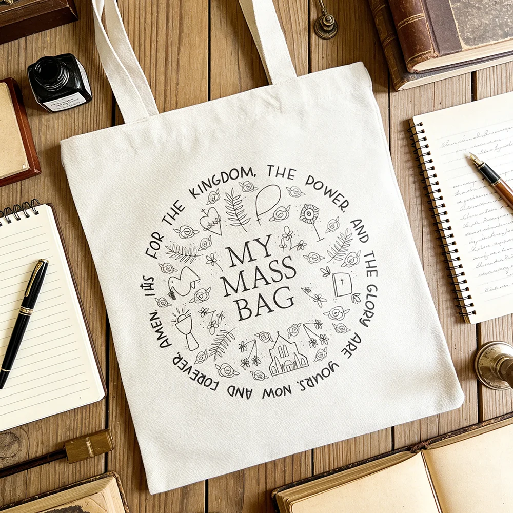 My Mass Bag First Holy Communion Accessories Catholic Canvas Tote Domestic Church Gift Shopping Bag Catholic Children's Supplies view 4