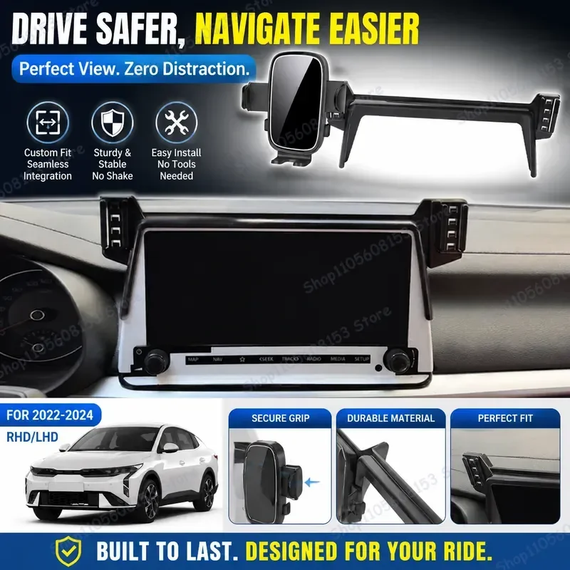 Suporte de Celular Automotivo Ajustável e Estável para Painel (RHD/LHD) para KIA K3 2022 2023 2024 - Base sem Vibração