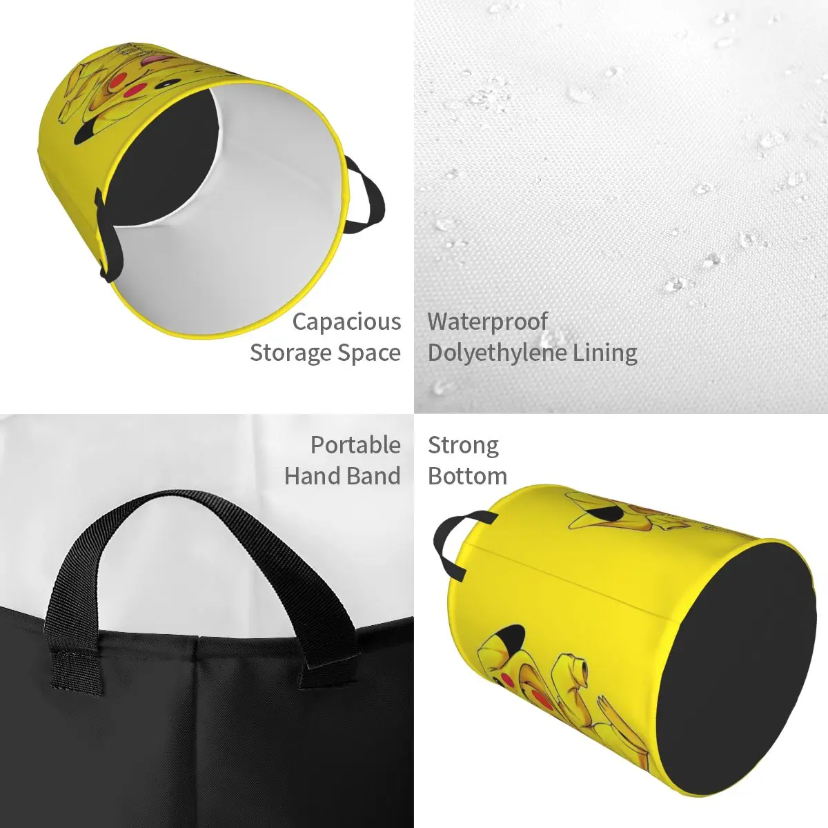Custom P-Pikachus Flashing Laundry Basket Collapsible Large Clothing Storage Bin Baby Hamper - Image 4