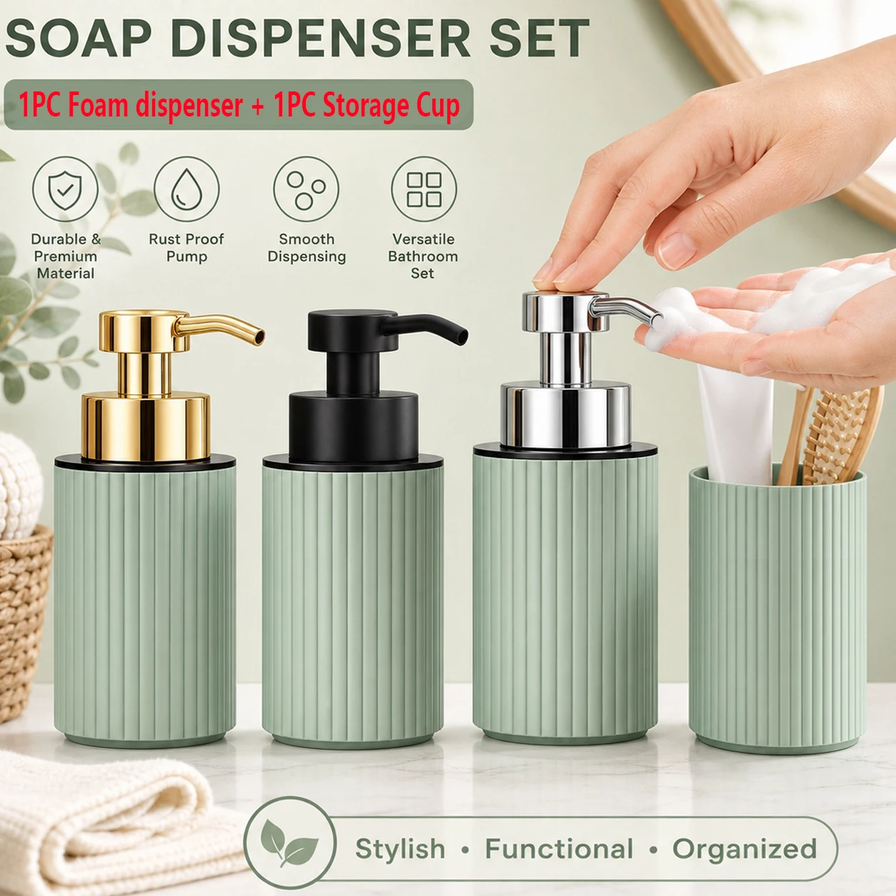 Home Bathroom Soap Dispenser - Conjunto de Dispensador de Sabão em