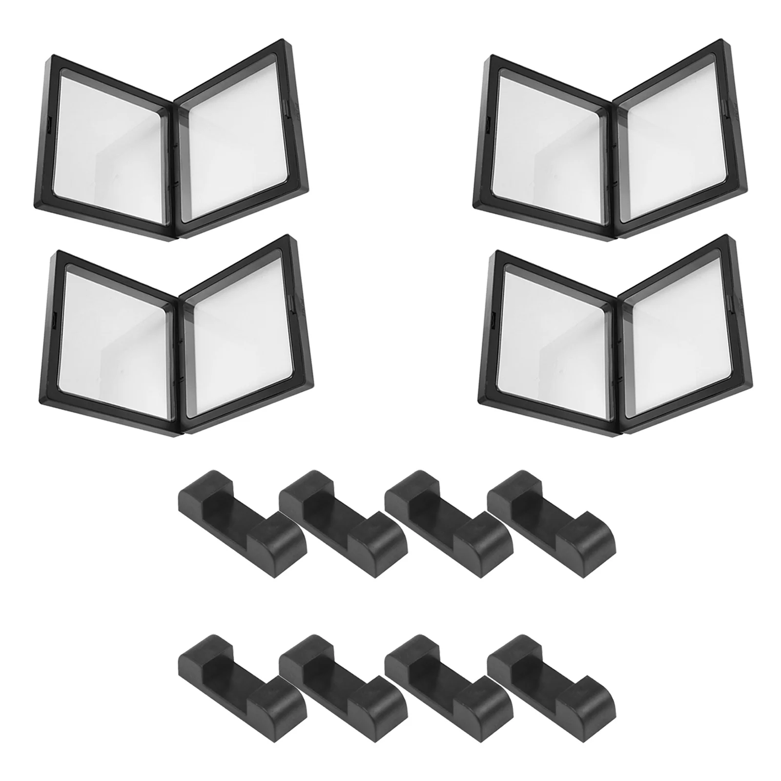 

4 Boxes 8 Bases Jewelry Display Box Clear Floating Frame Holder for Necklace Ring Bracelet Storage Case Pe Organizer Dustproof