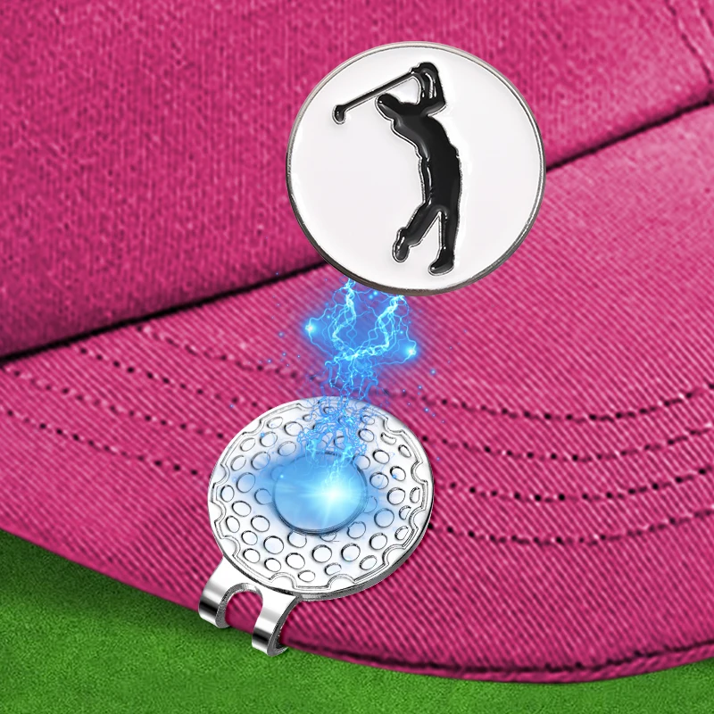 Golfer Pattern Magnetic Golf Ball Marker Hat Clip Golf Training Accessories Baseball Cap Decorative Clip Jewelry Gift for Friend