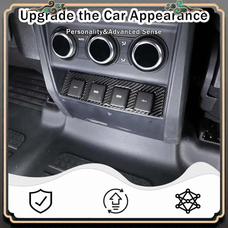 

M45K-Carbon Fiber For Land Rover Defender 110 130 2020-2024 Rear Charging Port Button Panel Cover Trim Interior Accessories