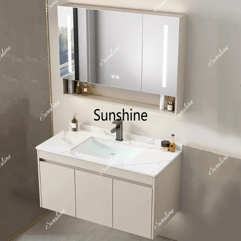 YWall Basin Bathroom Cabinet Set Sink Mirrors Shelves Bathroom Cabinets Storage Organizer Mobile Bagno House Accessories