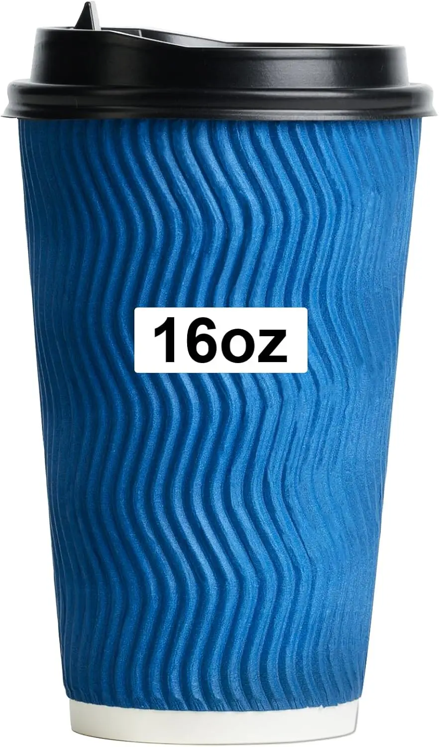 

Insulated Paper Disposable Coffee Cups, 16oz, 50 Pack with Lids, Ripple Double-Walled, for Beverages, Travel