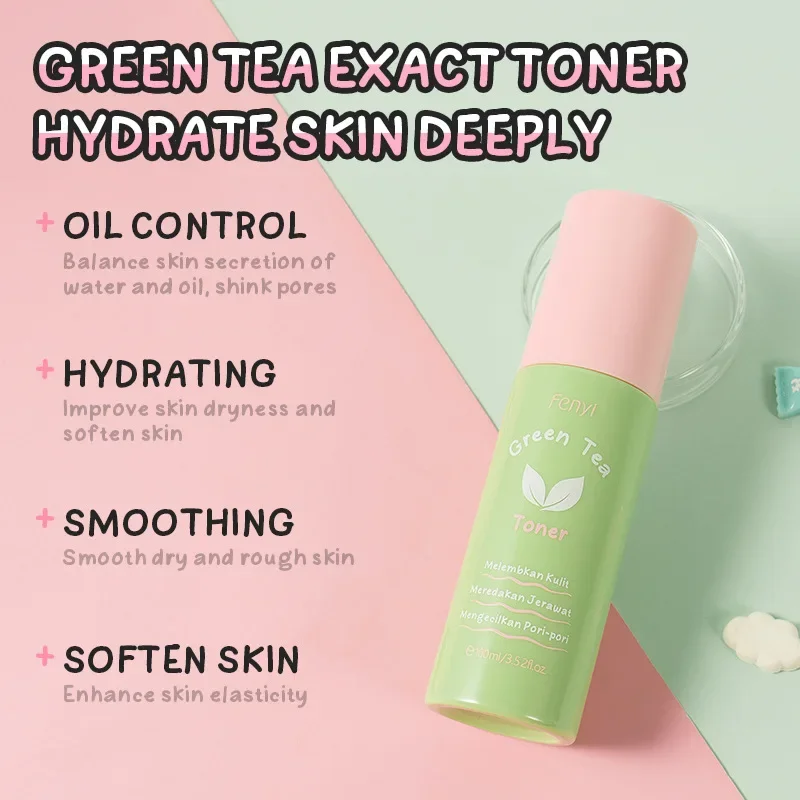 

Fenyi 100ml Green Tea Toner Moisturizing Deep Nourishing Hydration Toner Balances Oil Women Facial Skin Care Essence