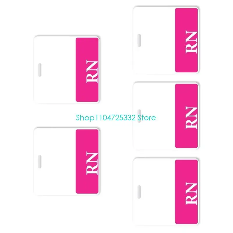 P5EA 5Pcs RN Identifier Card Badge 3.38x3.12Inch Horizontal Healthcare Staff Badge With Color Coded Background