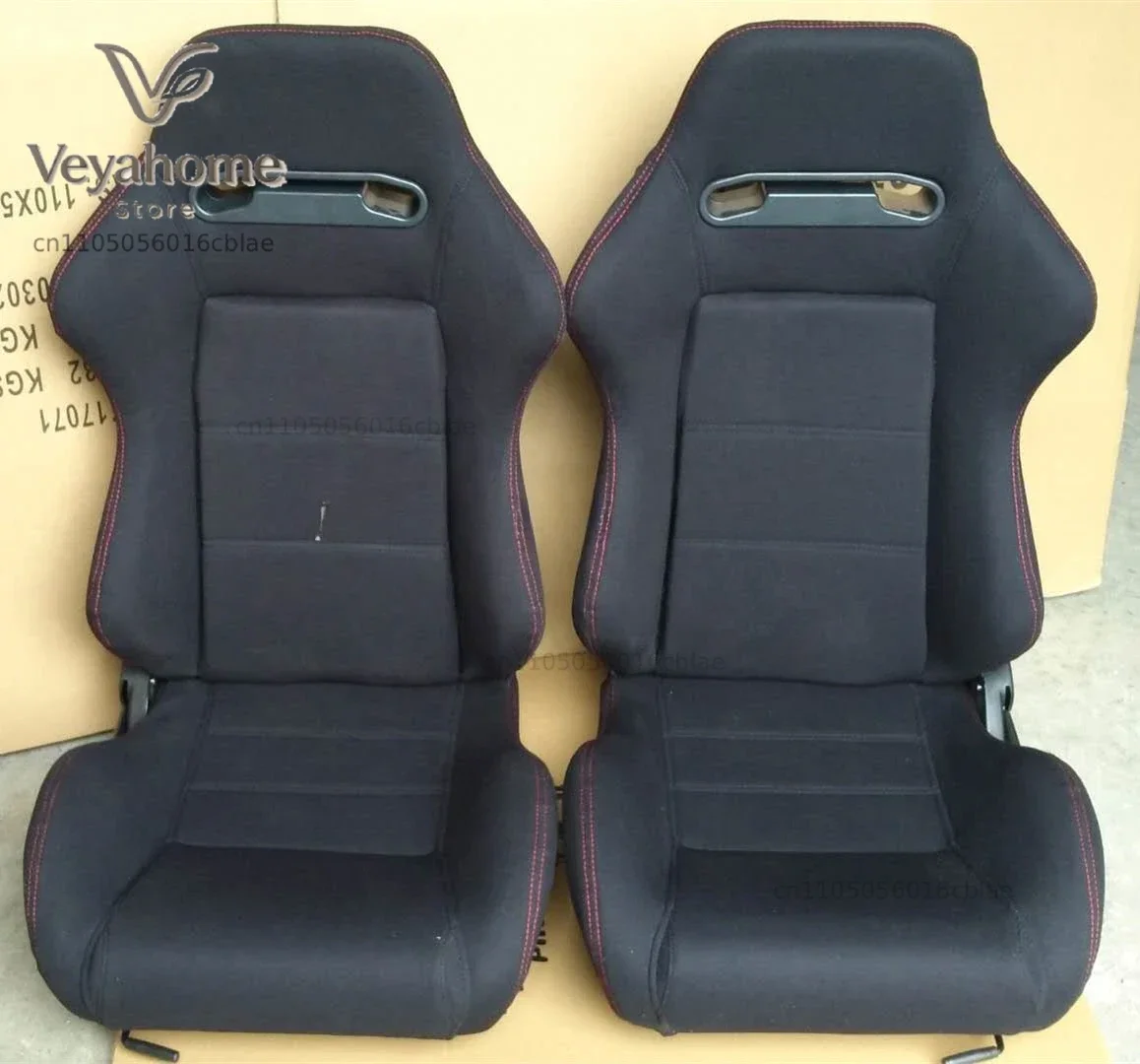 -Adjustable Cloth Black Fabric With Single Slider Upholstery Sports Racing Seat