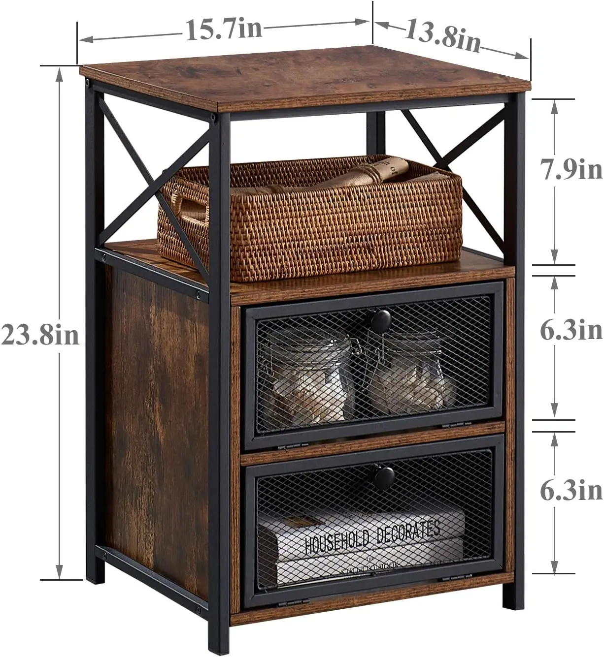 

End Tables With Storage Space,Flip Door Night Stand For Living Room,Bedroom,Small Space,Rustic Brown
