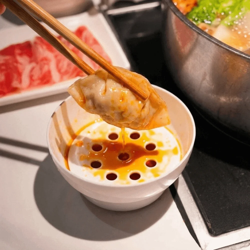4PCS Round Hot Pot Drip Oil Bowl Plastic Mesh Dipping Sauce Bowl Stackable Double-layer Oil Drain Bowl Self-service Hot Pot