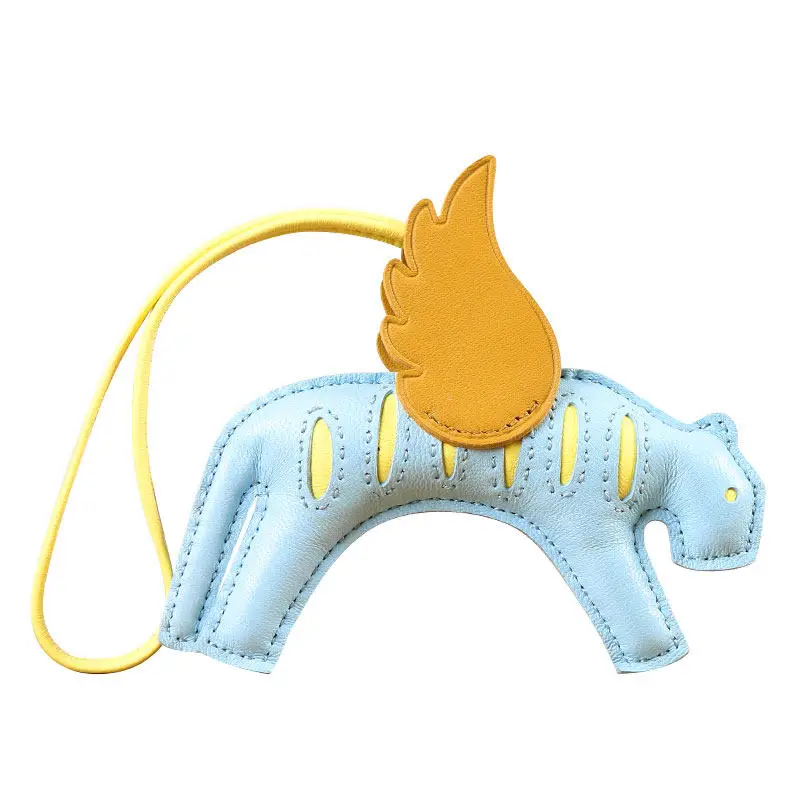 

Handmade Genuine Leather Flying Tiger Bag Charm Unisex Car Hanger Year of the Tiger Keychain Pendant Same Style Accessory