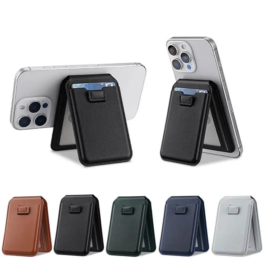 

New PU Leather Phone Card Holder Magnetic Portable Magsafe Wallet Foldable Wallet for iPhone 16 15 14 13 12 ProMax