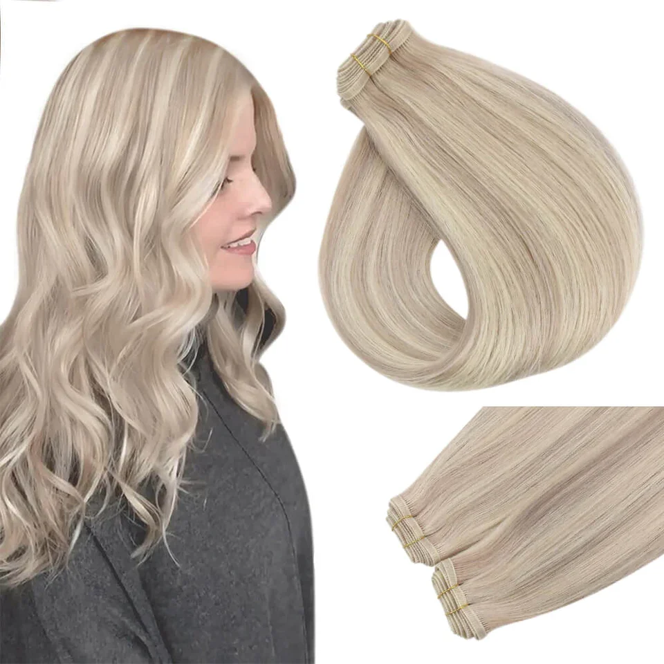 Moresoo Platte Zijde Inslag Extensions 100% Maagd Menselijk Haar 10A Grade Double Drawn Naai In Inslag Platte Track Weeft Natuurlijke straight - afbeelding 1