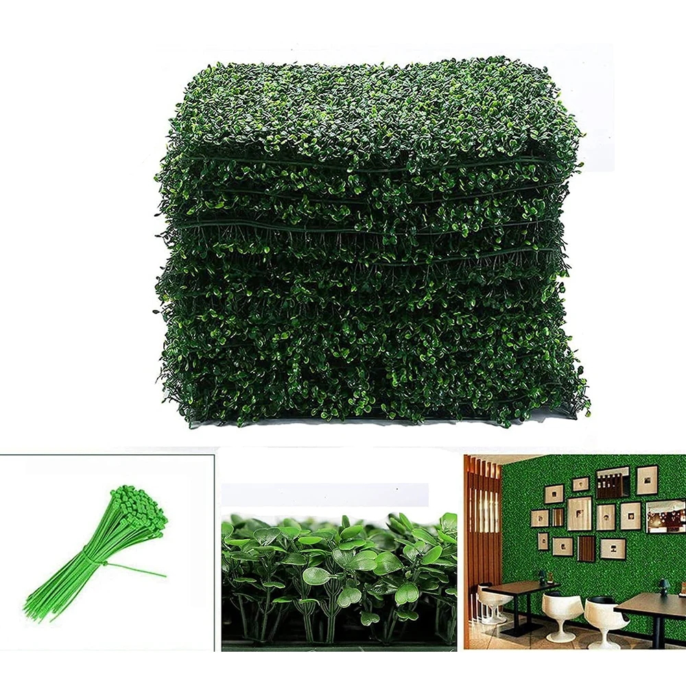 12Pcs Artificial Grass Plant Wall Panel Boxwood Home Party Backdrop Wall Garden Backyard Fence Greenery Wall Decor