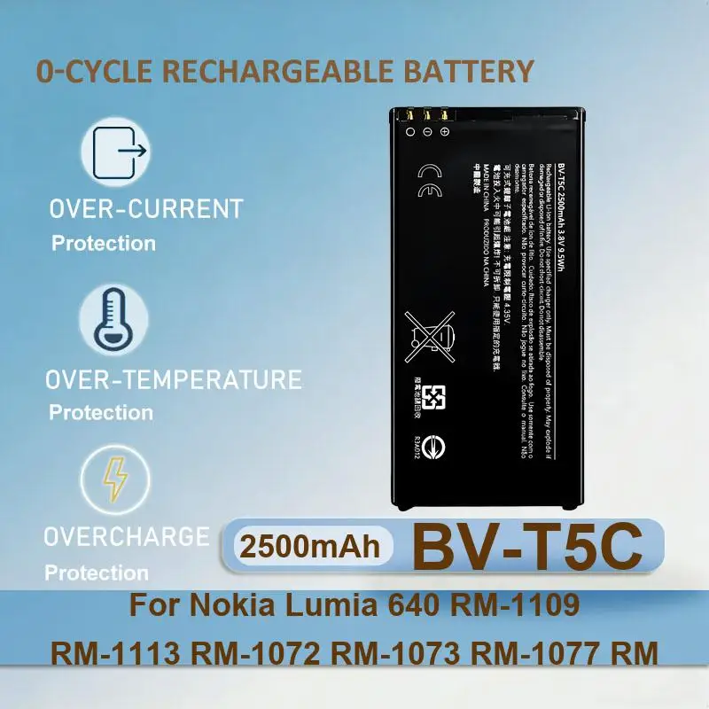 

BV-T5C Mobile Phone Battery For Microsoft Nokia Lumia 640 RM-1109 RM-1113 RM-1072 RM-1073 RM-1077 RM BV T5C 2500mAh