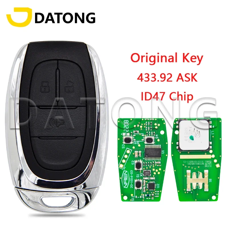 

Datong World Car Remote Control Key For Chevrolet ID47 Chip 433ASK Replacement Original Keyless Go Promixity Card