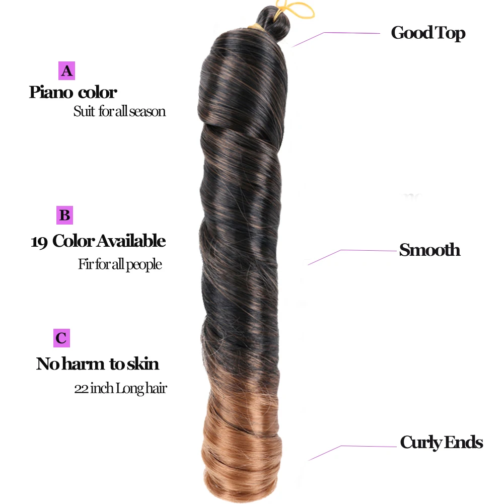 Full Star Spiral Curls Synthetic Hair Ombre Loose Wave Crochet Braids Hair Extention Pre Stretched Braiding Hair For Black Women