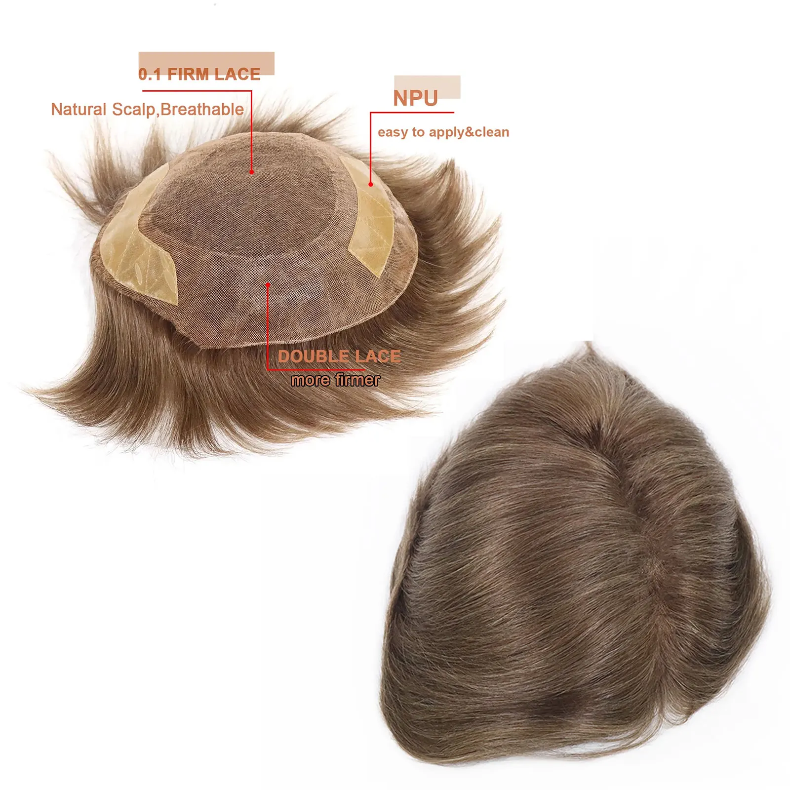 Brown Pre Cut Full Lace Man Wig Human Hair Flax Men Hair Toupee Blonde Men\'s Capillary Prosthesis Brazilian Remy Male Hair