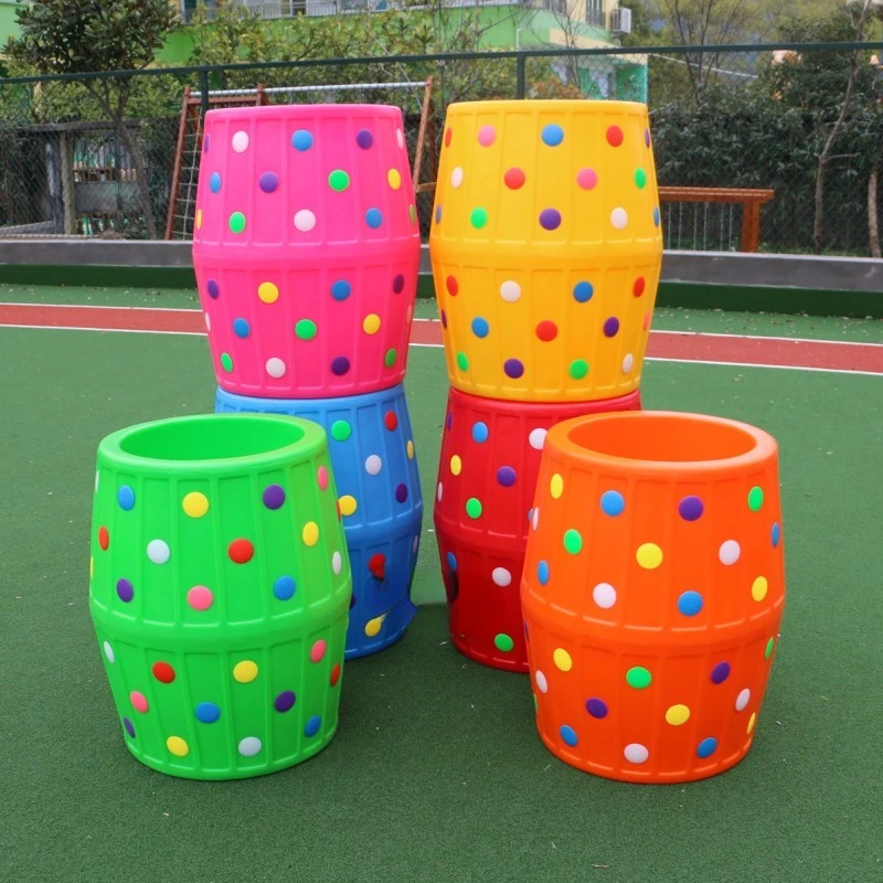 Children's colorful drilling beer bucket toy kindergarten large drum outdoor toy sensory and physical training