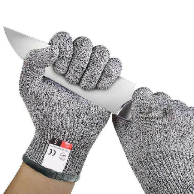 Rękawice odporne na cięcie 5 HPPE kuchenne ogrodnicze odporne na ścieranie rękawiczki z dzianiny odporne na ścieranie szklane rękawice do cięcia budowlane
