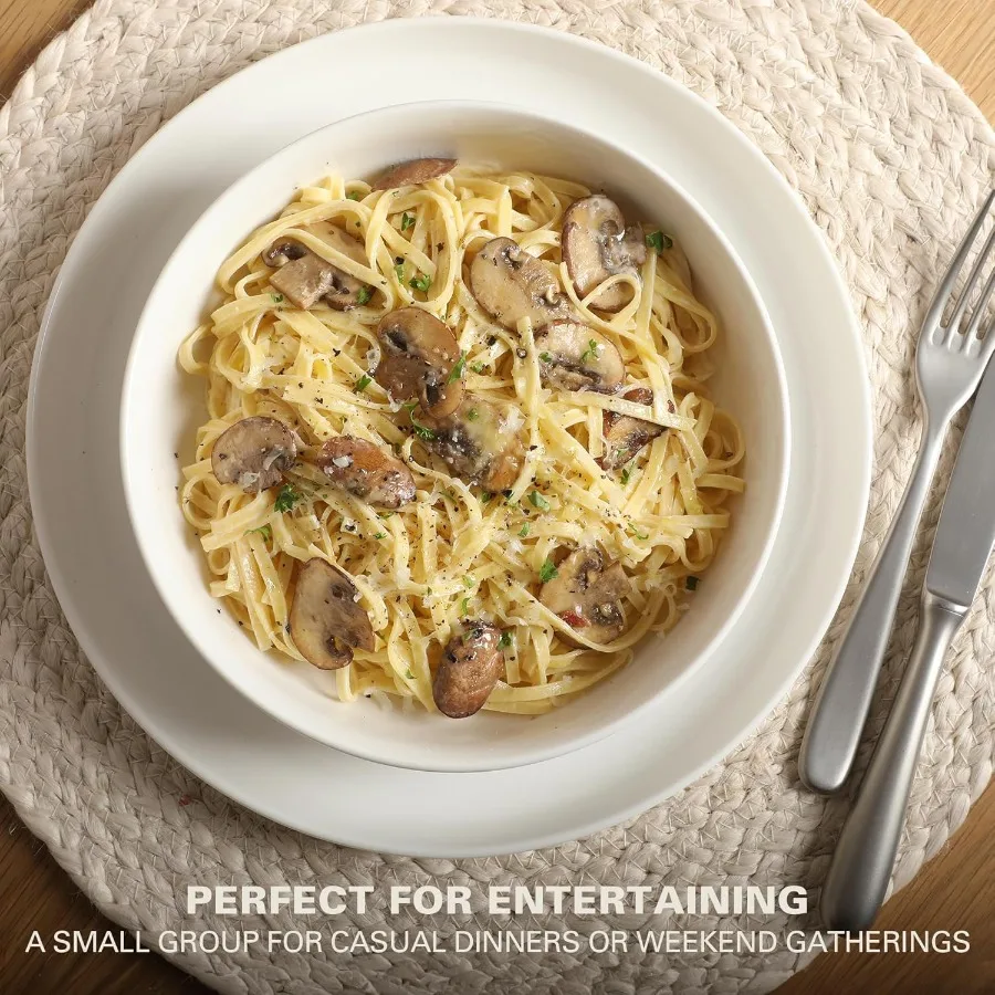 أوسلو الخزف رقاقة ومقاومة للخدش أواني الطعام خدمة ل 4 16 قطعة أطباق السيراميك والأطباق أطقم أطباق الميكرووا الأبيض