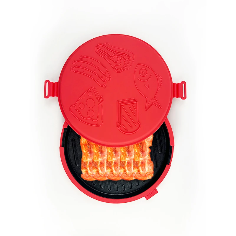 Sartén redonda grande para parrilla de microondas, queso a la parrilla, Pizza, crujiente, tostadora de tocino, sándwich, plancha para el hogar, escuela y la Oficina