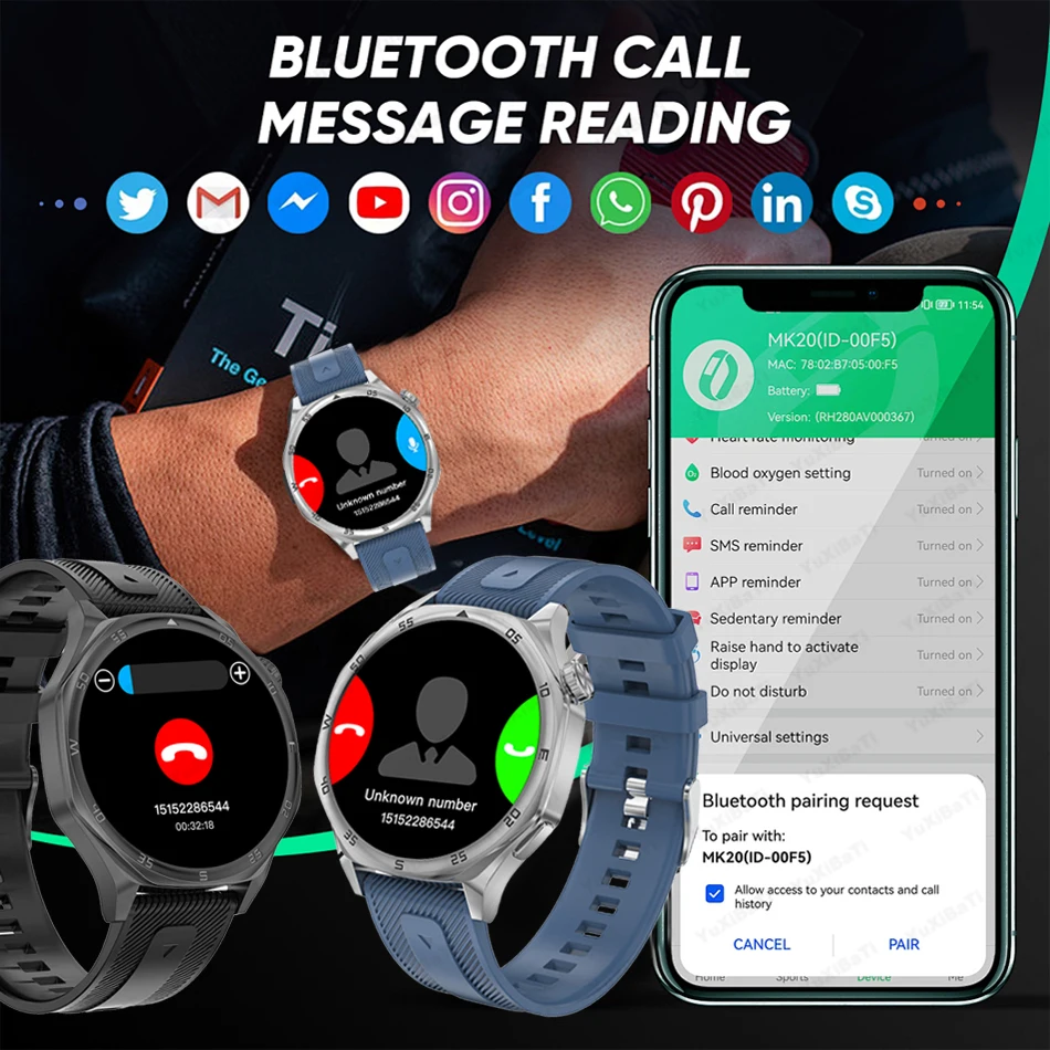 For HUAWEI GT5 Pro Smart Watch Men Watch GT 5 360*360 AMOLED HD Screen Heart rate GPS NFC Bluetooth Call Compass Man Smartwatch