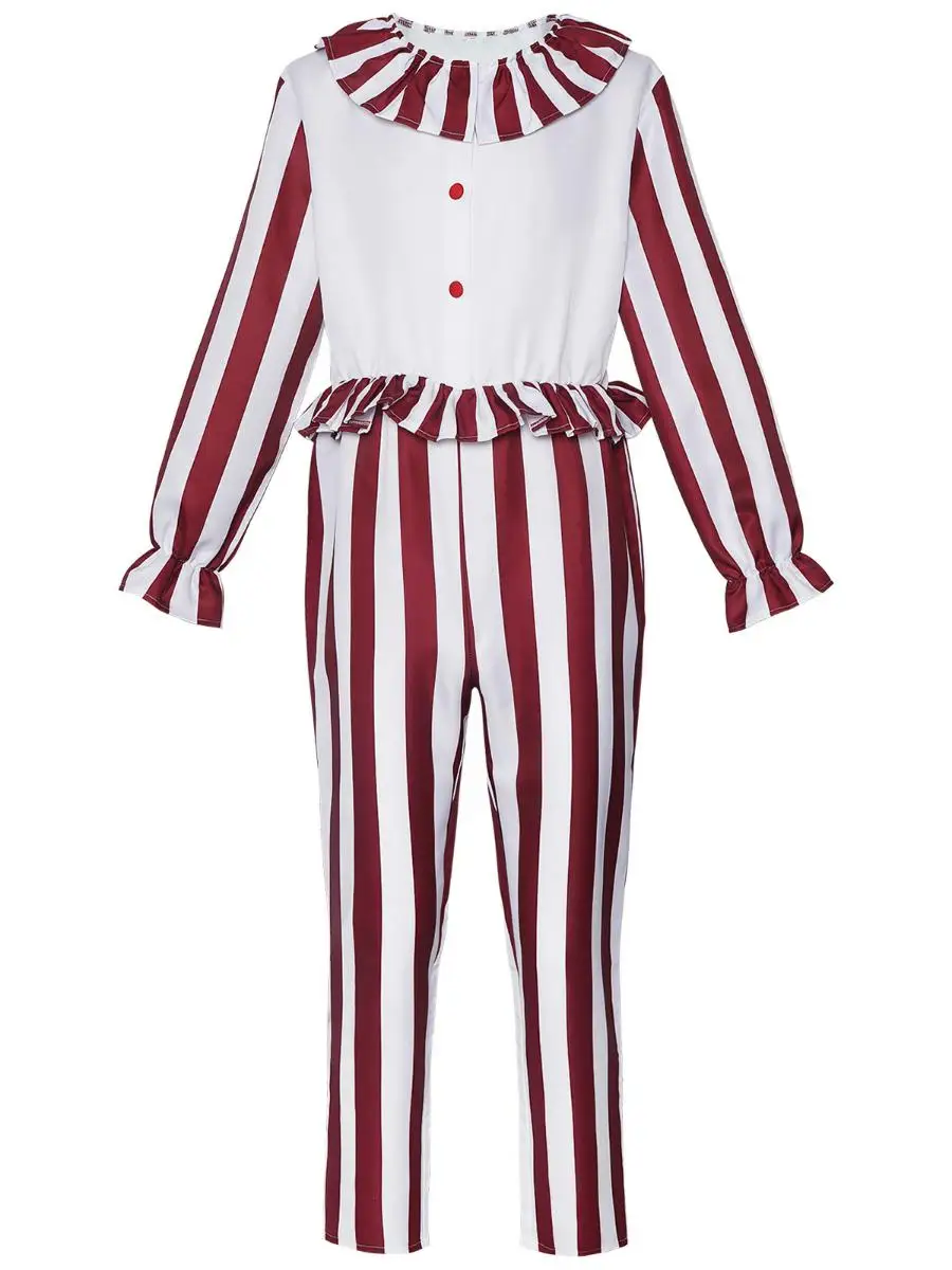 ชุดตัวตลกหนังสยองขวัญ ลายทางสีแดง สำหรับคอสเพลย์ งานแสดงบนเวที ชุดการแสดงบนเวทีสไตล์จีนดั้งเดิมสำหรับผู้หญิง