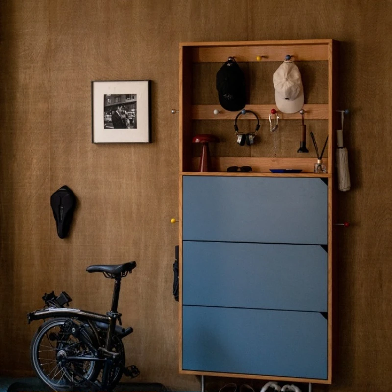 

Ultra-thin shoe cabinet, Japanese-style retro Nordic medieval small apartment door locker