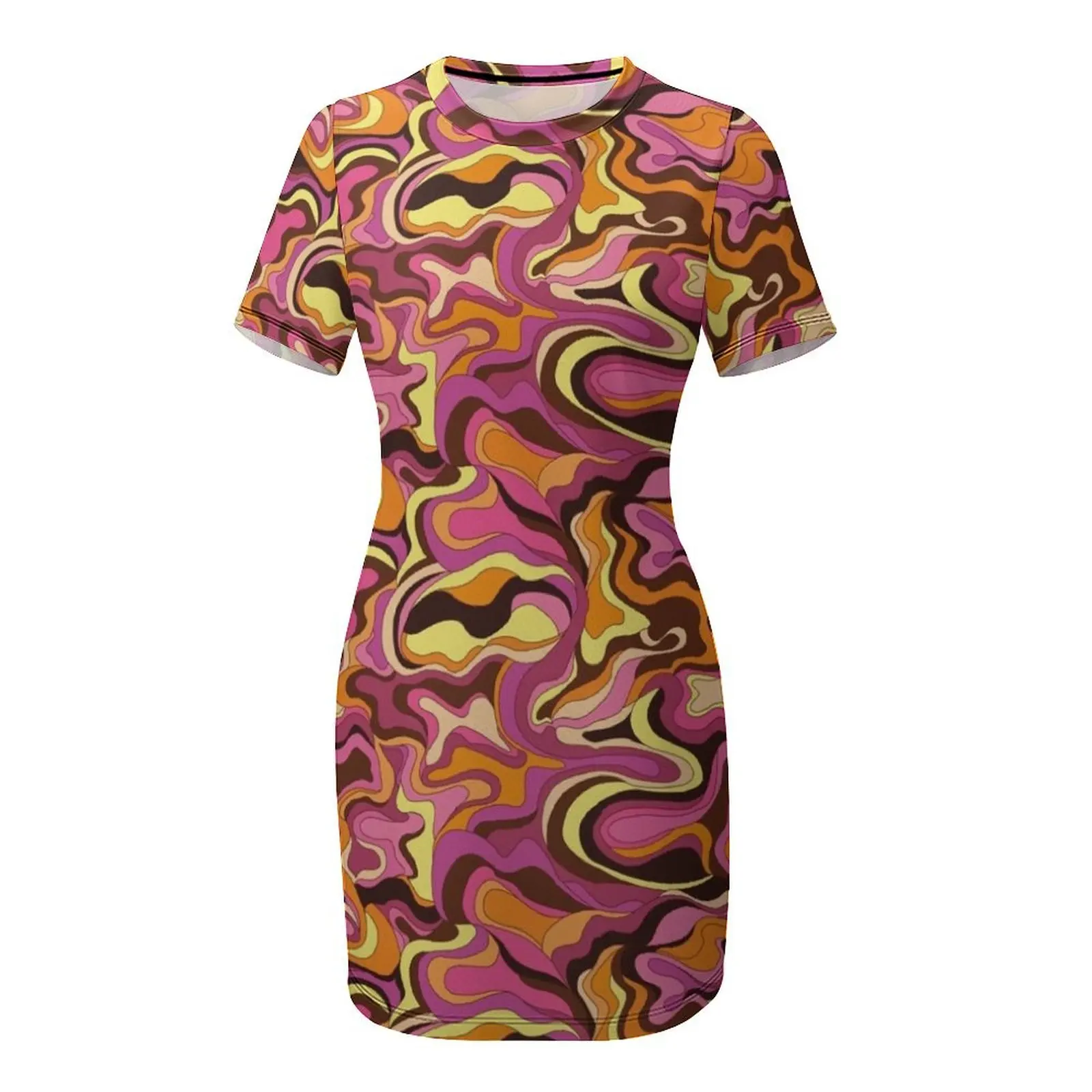 Psychedelic 60s Pink Trip Short-Sleeved Dress Dress for pregnant women dresses for women luxury evening dresses 2025 Dress
